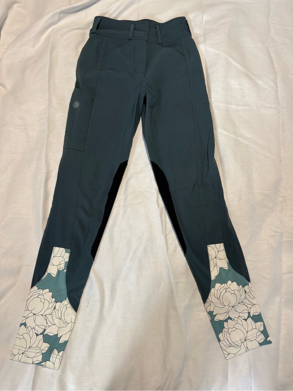 Dromer Dark Teal Floral Panel Riding Breeches